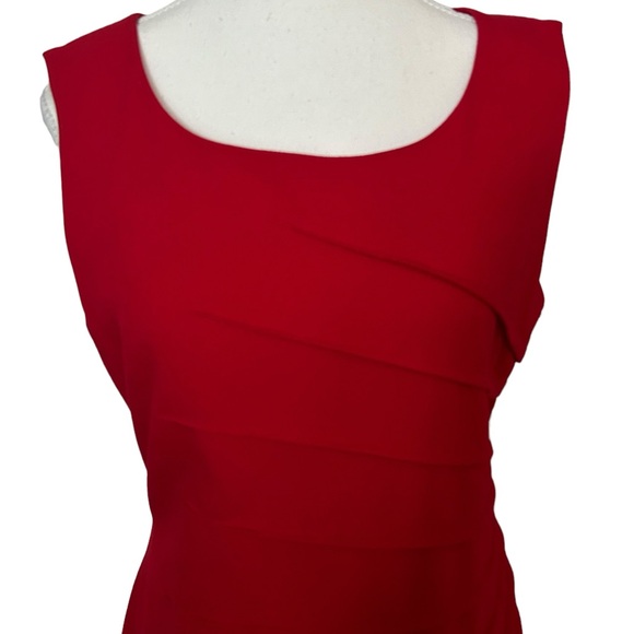 Calvin Klein Red Sleeveless Pleated Midi Sheath Dress - Picture 3 of 10